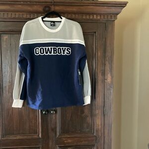 Dallas Cowboys Navy and Gray Colorblock Crewneck Sweatshirt